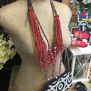 Chunky red bead necklace